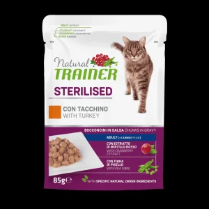 Natural Trainer Sterilised con Tacchino 85g Cibo Umido per Gatti Sterilizzati
