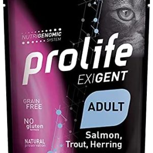 Prolife Exigent Adult Salmone Trota e Aringa 85g - Cibo Umido per Gatti