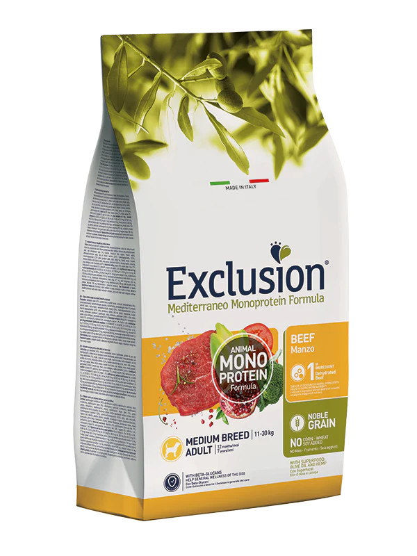 Exclusion Mediterraneo Medium Adult Manzo 12kg