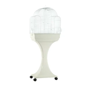Gabbia Aurora bianca con supporto e ruote