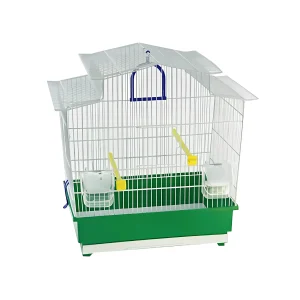 Gabbia Chalet verniciata bianca e verde