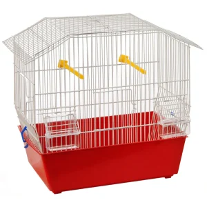 Gabbia Fanny verniciata bianca e rossa
