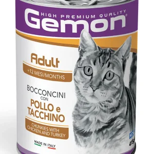 Gemon Adult Bocconcini con Pollo e Tacchino 415g - Cibo Umido per Gatti
