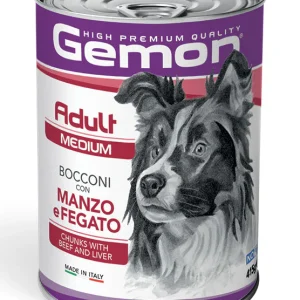 Gemon Adult Medium Bocconi con Manzo e Fegato 415g - Cibo Umido per Cani