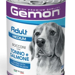Gemon Adult Medium Bocconi con Tonno e Salmone 415g - Umido Cane