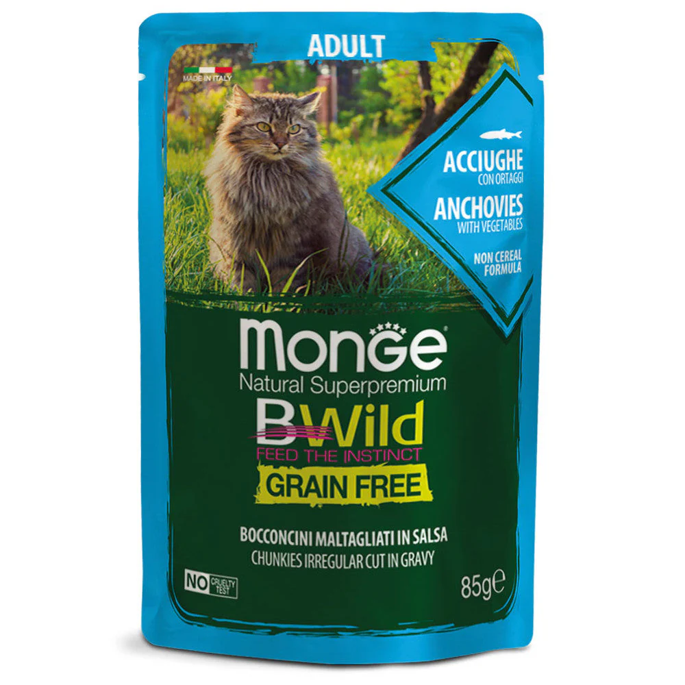 Monge Bwild Grain Free Acciughe 85g - Cibo Umido per Gatti