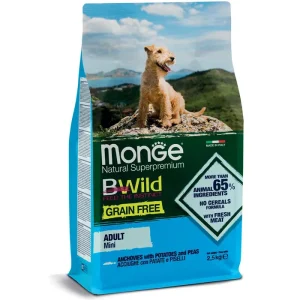 Monge BWild Grain Free Adult Mini Acciughe 2,5kg - Crocchette Cane