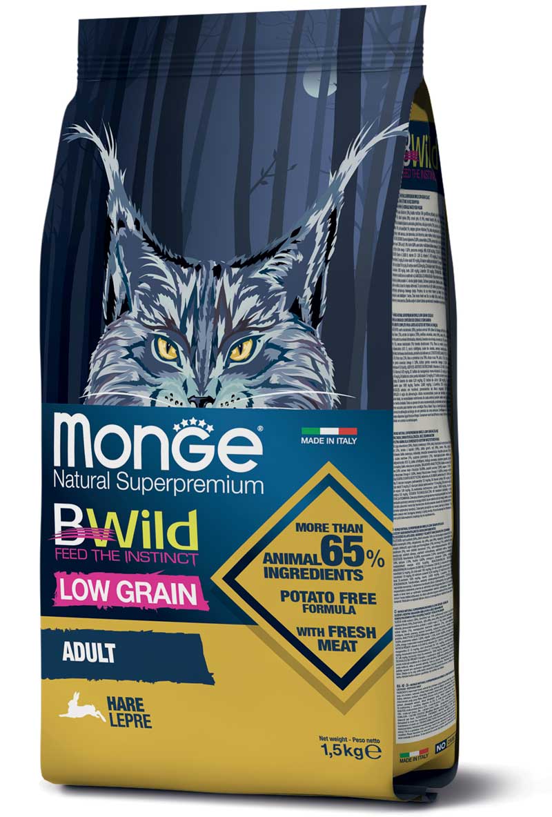 Monge BWild Low Grain Lepre 1,5kg Crocchette per Gatti - immagine 2