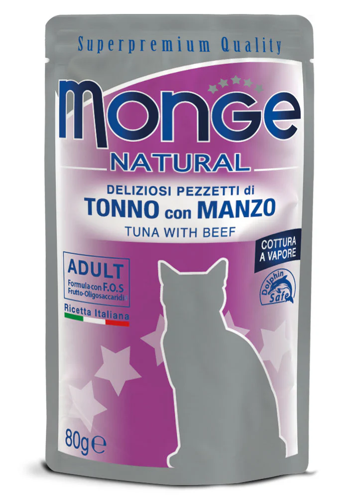 Monge Natural Tonno con Manzo 80g - Cibo Umido per Gatti