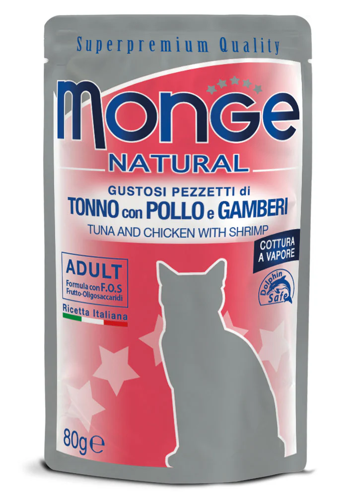 Monge Natural Tonno con Pollo e Gamberi 80g - Gatto