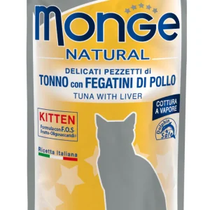 Monge Natural Tonno e Fegatini di Pollo Kitten 80g - Gatto