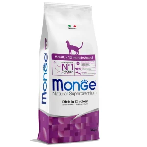 Monge Adult Ricco di Pollo - Crocchette per Gatti 10 kg