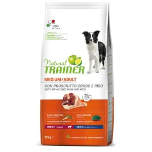 Natural Trainer Medium Adult con Prosciutto Crudo e Riso 12kg - Crocchette per Cani