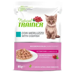 Natural Trainer Kitten&Young con Merluzzo 85g Umido per Gatti Cuccioli