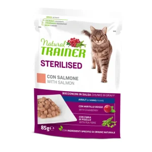 Natural Trainer Sterilised con Salmone 85g - Cibo Umido per Gatti Sterilizzati