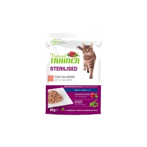 Natural Trainer Sterilised con Salmone 85g - Cibo Umido per Gatti Sterilizzati