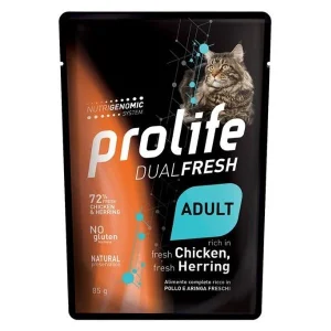 Prolife Dual Fresh Adult Pollo e Aringa 85g - Cibo Umido per Gatti