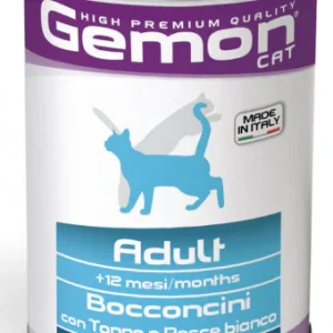 Gemon Sterilised Bocconcini con Tonno e Pesce Bianco 415g - Cibo Umido per Gatti Sterilizzati