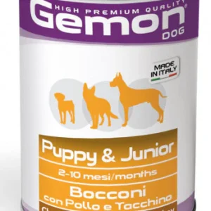 Gemon Puppy&Junior Bocconi con Pollo e Tacchino 415g - Cibo Umido per Cani Cuccioli