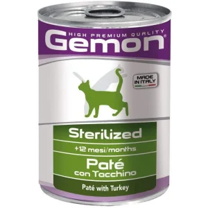 Gemon Adult Sterilised Paté con Tacchino 400g - Cibo Umido per Gatti Sterilizzati