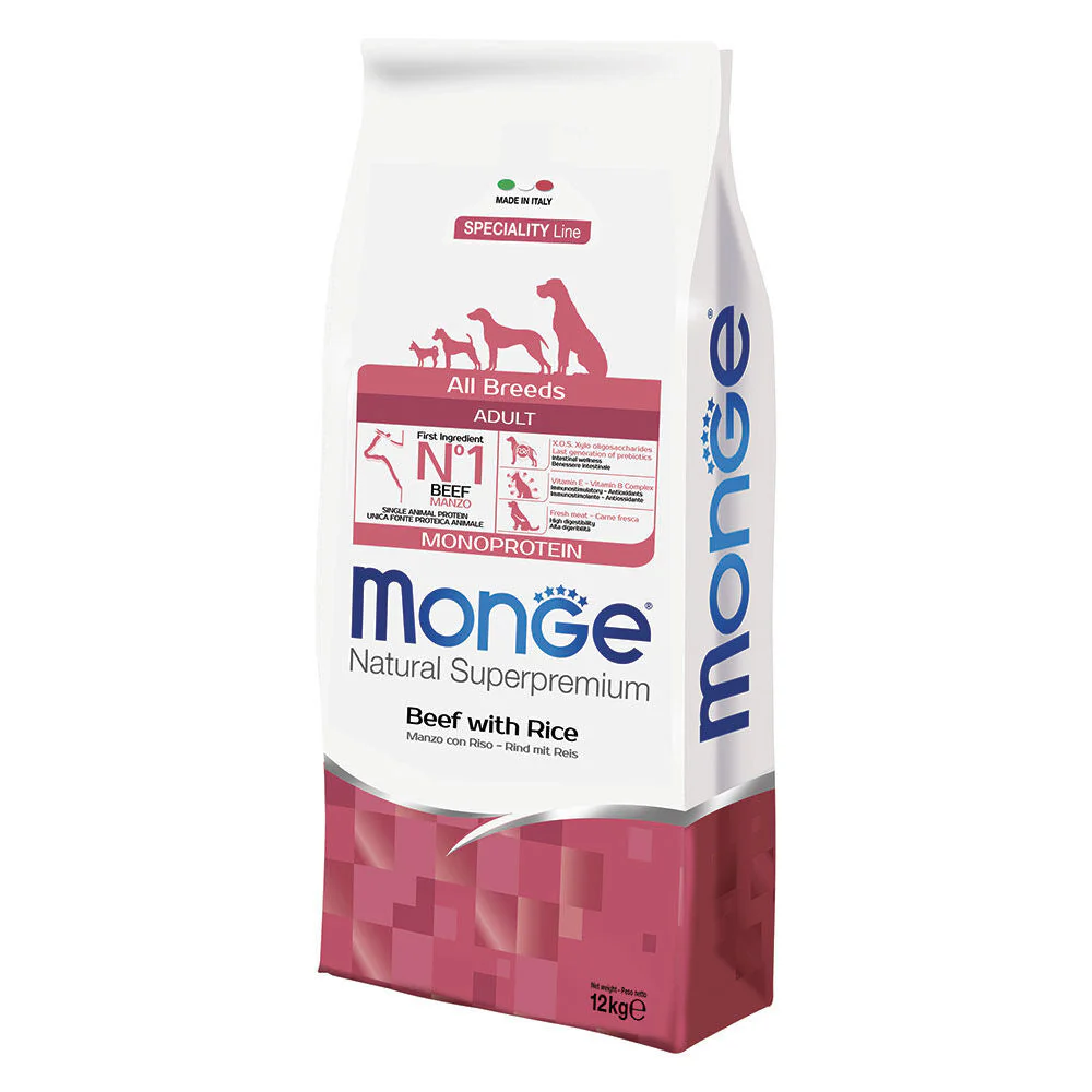 Monge All Breeds Adult Monoprotein Manzo con Riso 12kg - immagine 2