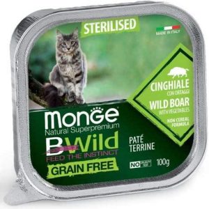 Monge Bwild Grain Free Sterilised Cinghiale 100g - Cibo Umido per Gatti Sterilizzati