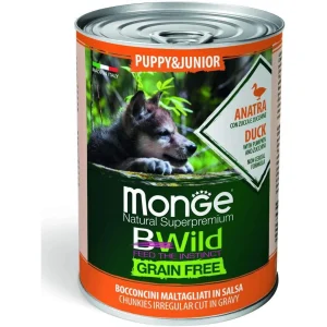Monge BWild Grain Free Puppy&Junior Anatra Zucca e Zucchine 400g