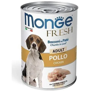 Monge Fresh Bocconi in Paté Adult Pollo 400g - Cibo Umido per Cani