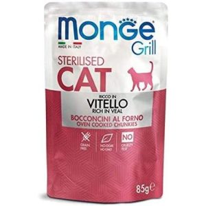 Monge Grill Sterilised Vitello 85g - Cibo Umido per Gatti Sterilizzati