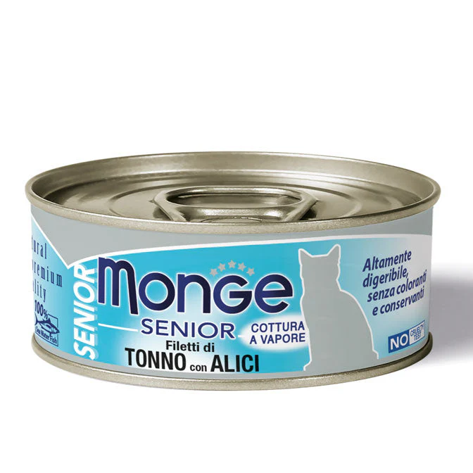 Monge Senior Tonno con Alici 80g - Cibo Umido per Gatti