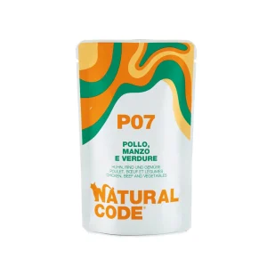 Natural Code P07 Pollo Manzo e Verdure 70g Umido per Gatti