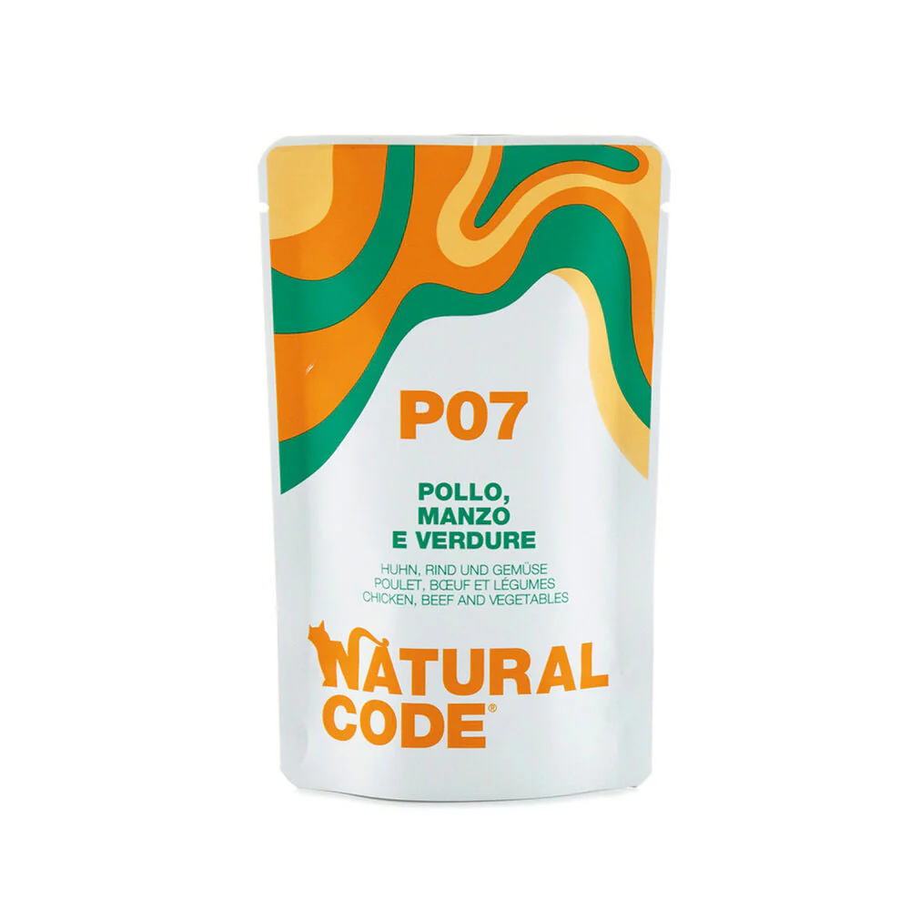 Natural Code P07 Pollo Manzo e Verdure 70g Umido per Gatti