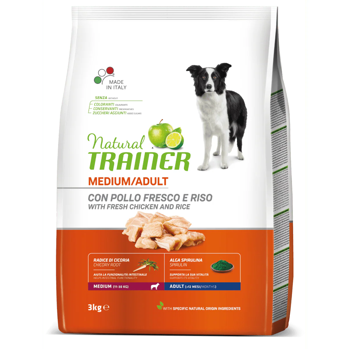 Natural Trainer Medium Adult con Pollo Fresco 3kg - Cibo Secco per Cani