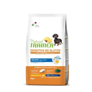 Natural Trainer Sensitive Adult No Gluten Uova e Cereali Integrali Secco Cane Mini 2 Kg