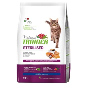 Natural Trainer Sterilised con Salmone 3kg - Crocchette per gatti