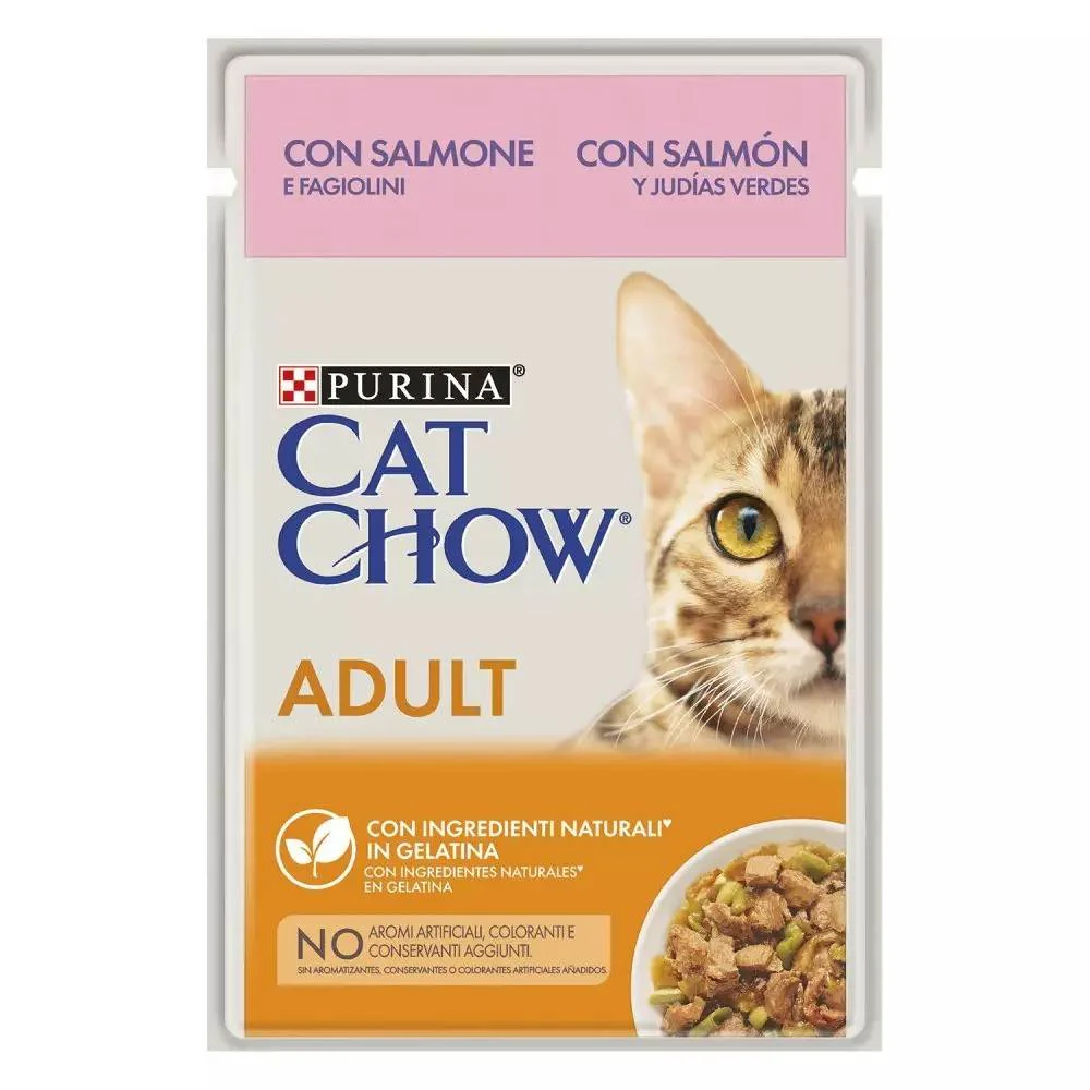 Purina Cat Chow Adult Pezzetti in Gelatina Salmone e Fagiolini 85g - immagine 2