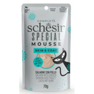 Schesir Special Mousse Skin&Coat Salmone con Pollo 70g Umido Gatti