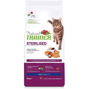 Natural Trainer Sterilised con Salmone 10kg - Crocchette per Gatti Sterilizzati